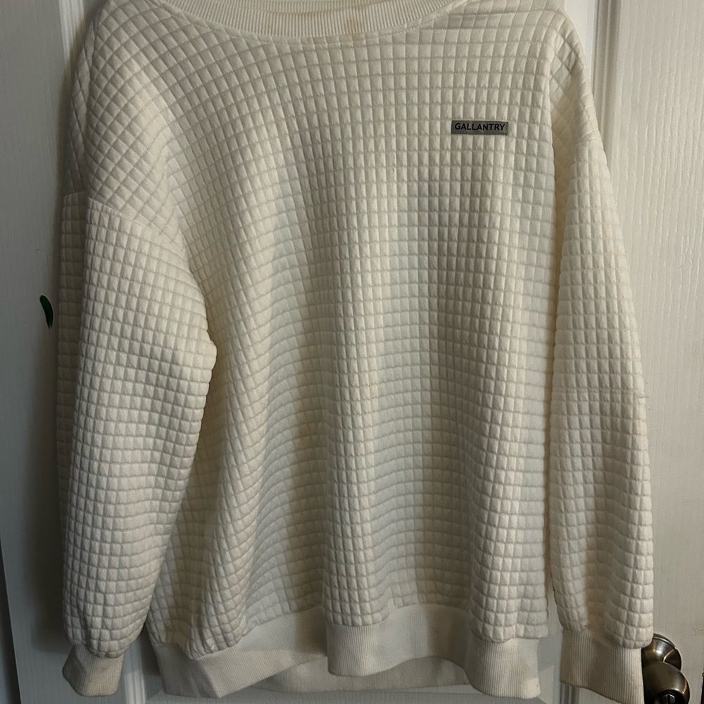 Crewneck sweater white ribbed